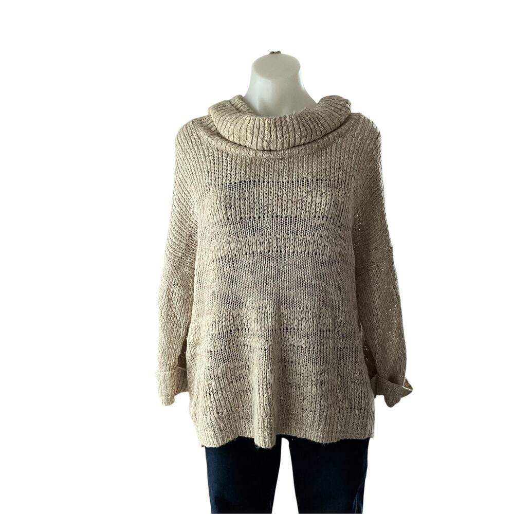 Chico's Beige Draped Pullover Sweater: Y2K, Modern